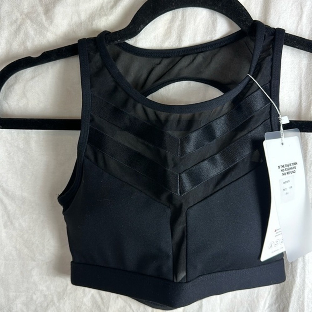 Queenieke Wirefree Racerback Mesh Sports Bra Black Size Xsmall